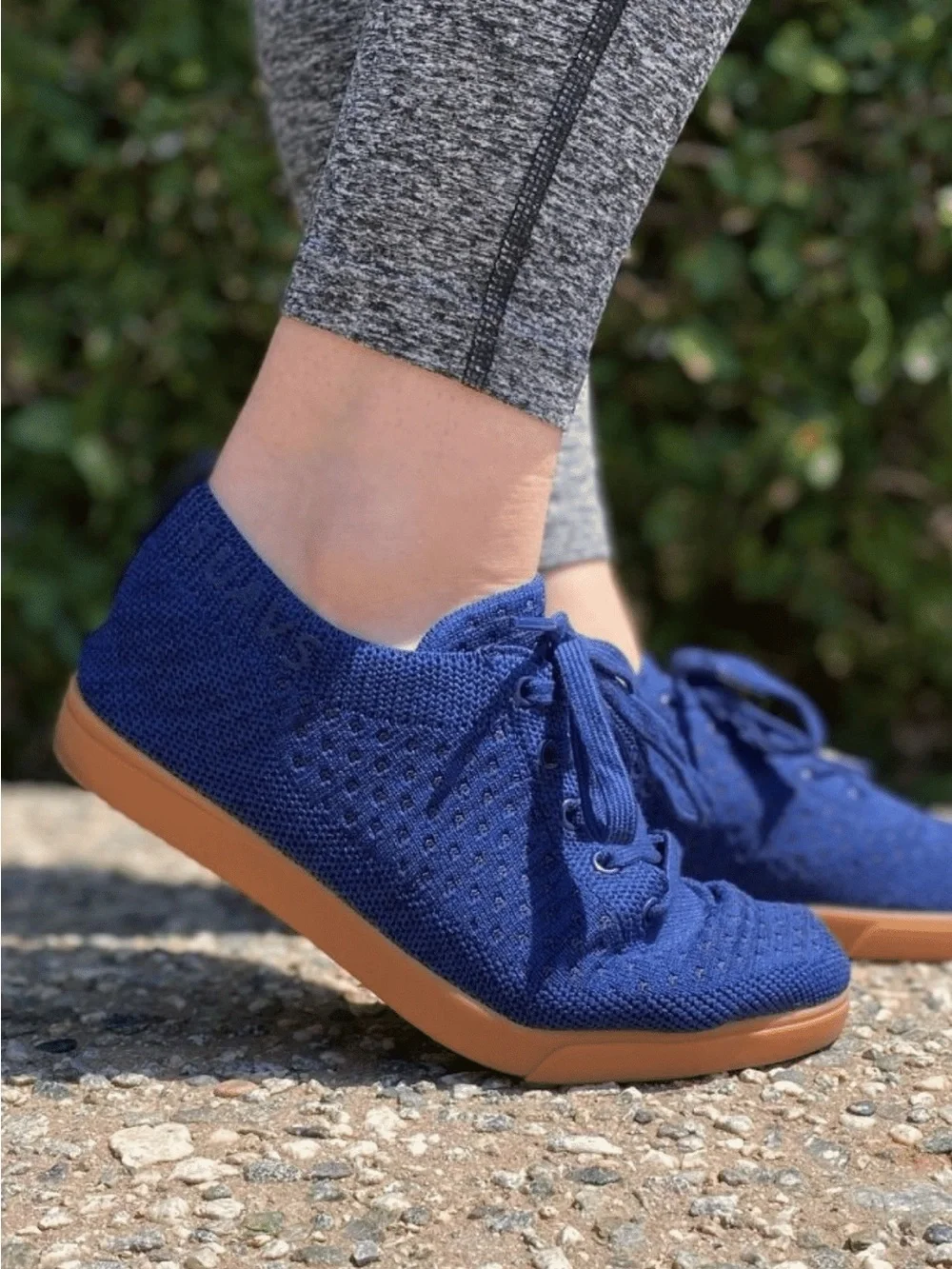 SUAVS The Zilker Knit Lace-Up Women's Sneakers in Royal Blue with Gum Sole